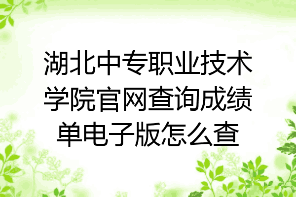 湖北中专职业技术学院官网查询成绩单电子版怎么查