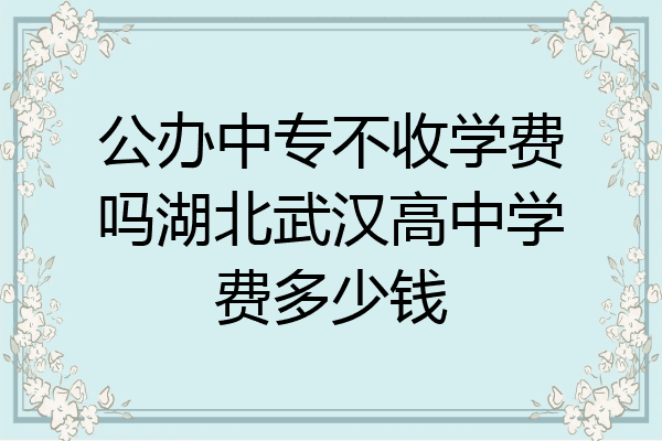 公办中专不收学费吗湖北武汉高中学费多少钱