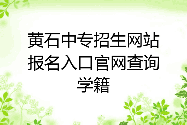 黄石中专招生网站报名入口官网查询学籍