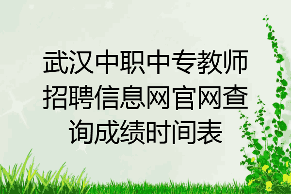 武汉中职中专教师招聘信息网官网查询成绩时间表