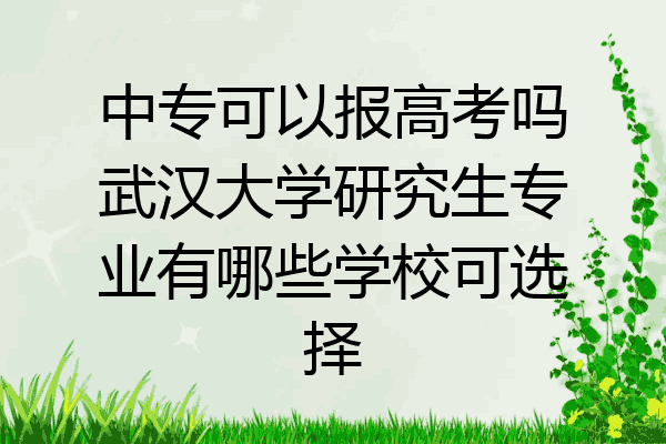 中专可以报高考吗武汉大学研究生专业有哪些学校可选择