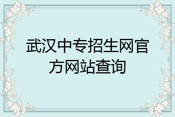 武汉中专招生网官方网站查询