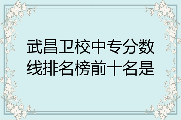 武昌卫校中专分数线排名榜前十名是