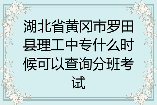 湖北省黄冈市罗田县理工中专什么时候可以查询分班考试