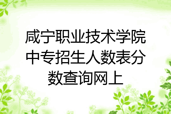 咸宁职业技术学院中专招生人数表分数查询网上