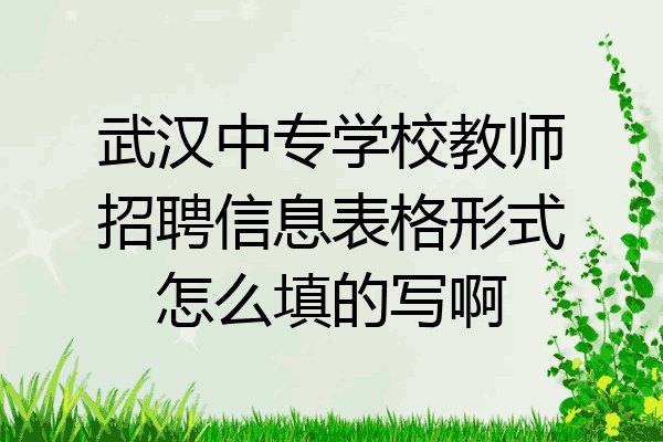 武汉中专学校教师招聘信息表格形式怎么填的写啊