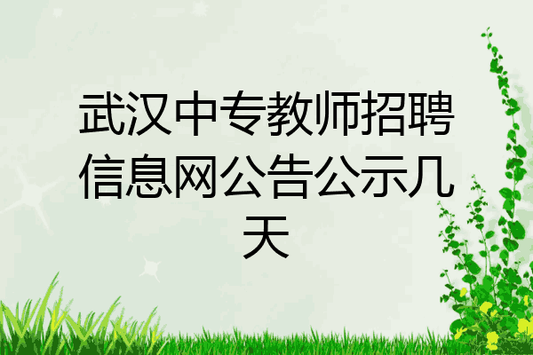 武汉中专教师招聘信息网公告公示几天