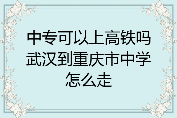 中专可以上高铁吗武汉到重庆市中学怎么走