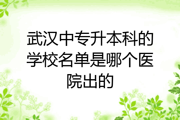 武汉中专升本科的学校名单是哪个医院出的