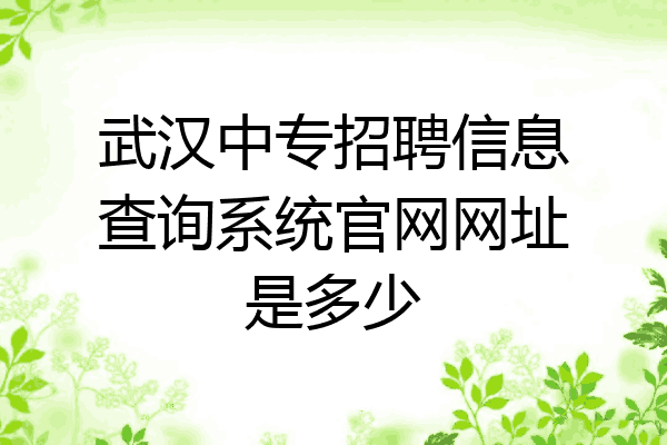 武汉中专招聘信息查询系统官网网址是多少