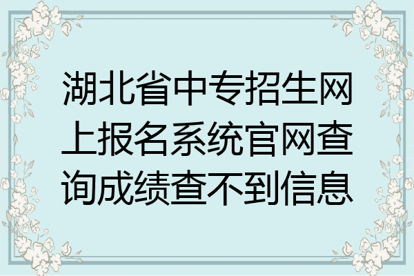 湖北省中专招生网上报名系统官网查询成绩查不到信息