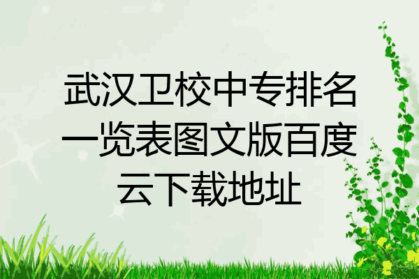 武汉卫校中专排名一览表图文版百度云下载地址