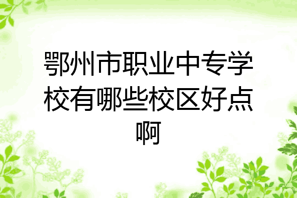 鄂州市职业中专学校有哪些校区好点啊