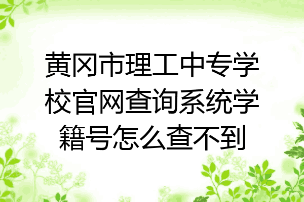 黄冈市理工中专学校官网查询系统学籍号怎么查不到