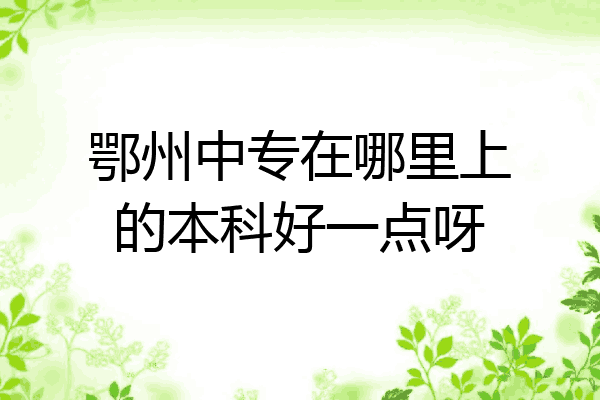 鄂州中专在哪里上的本科好一点呀