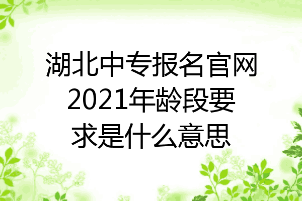 湖北中专报名官网2021年龄段要求是什么意思