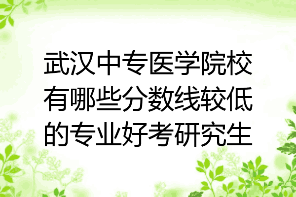 武汉中专医学院校有哪些分数线较低的专业好考研究生