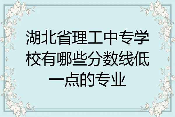 湖北省理工中专学校有哪些分数线低一点的专业