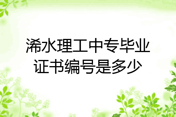 浠水理工中专毕业证书编号是多少