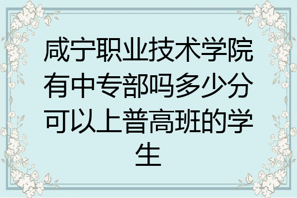 咸宁职业技术学院有中专部吗多少分可以上普高班的学生