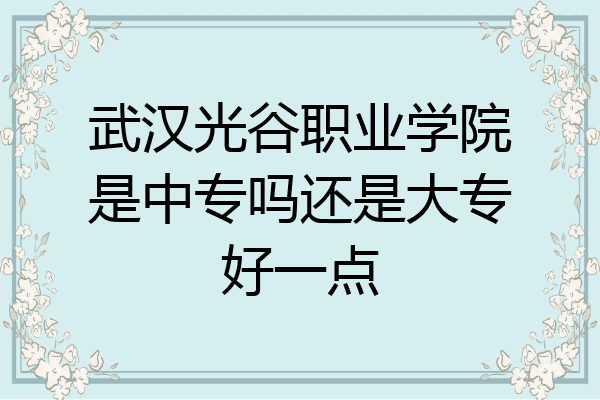 武汉光谷职业学院是中专吗还是大专好一点