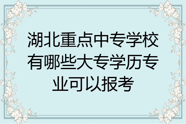 湖北重点中专学校有哪些大专学历专业可以报考