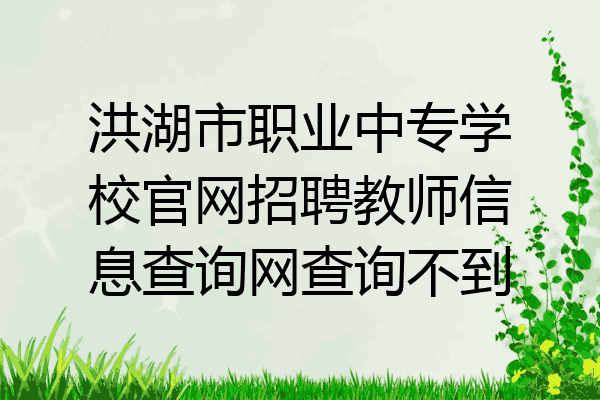 洪湖市职业中专学校官网招聘教师信息查询网查询不到
