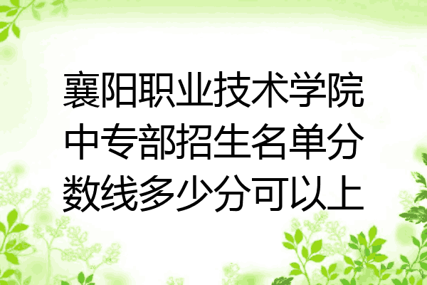 襄阳职业技术学院中专部招生名单分数线多少分可以上