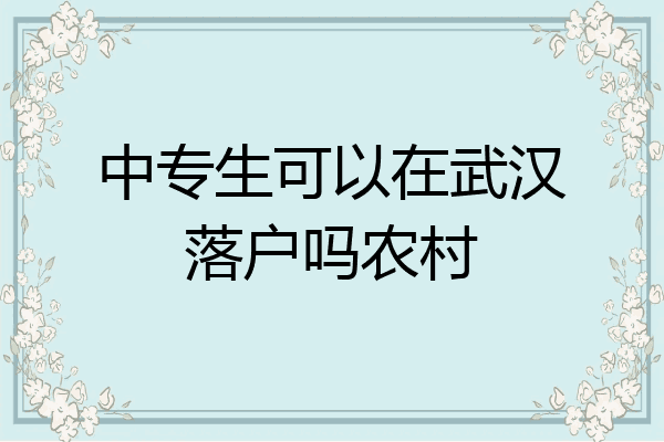 中专生可以在武汉落户吗农村