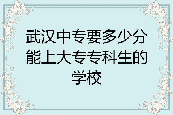 武汉中专要多少分能上大专专科生的学校