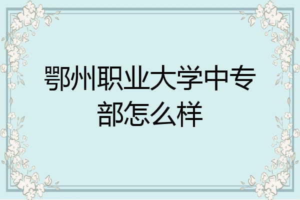 鄂州职业大学中专部怎么样