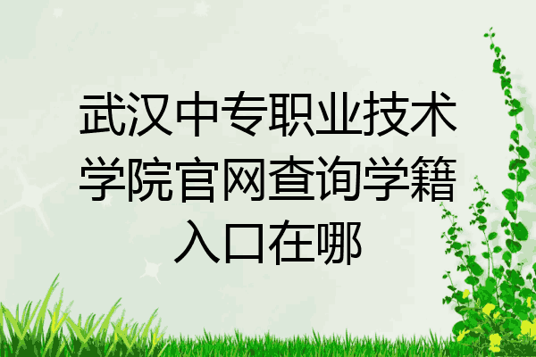 武汉中专职业技术学院官网查询学籍入口在哪
