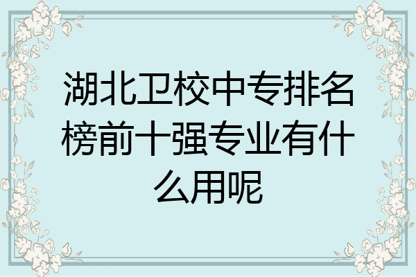 湖北卫校中专排名榜前十强专业有什么用呢