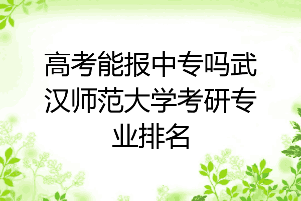 高考能报中专吗武汉师范大学考研专业排名