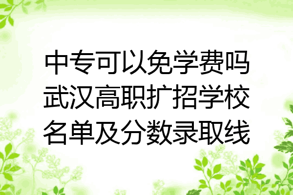 中专可以免学费吗武汉高职扩招学校名单及分数录取线