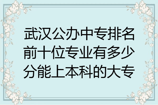 武汉公办中专排名前十位专业有多少分能上本科的大专