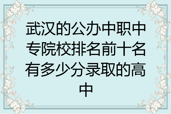 武汉的公办中职中专院校排名前十名有多少分录取的高中