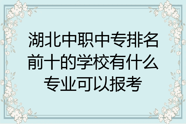湖北中职中专排名前十的学校有什么专业可以报考