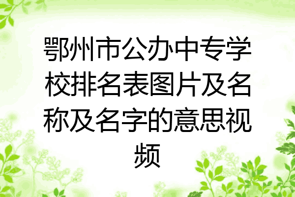 鄂州市公办中专学校排名表图片及名称及名字的意思视频