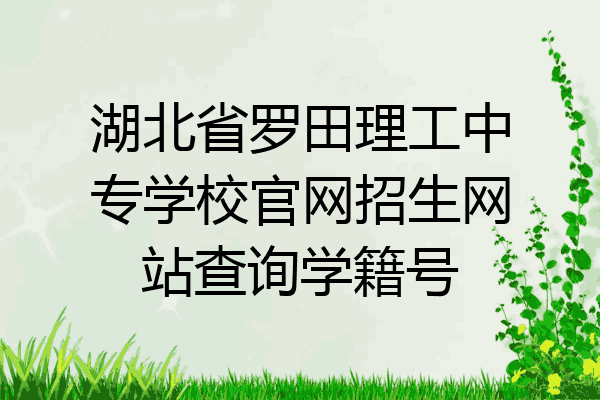 湖北省罗田理工中专学校官网招生网站查询学籍号