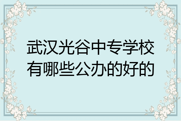 武汉光谷中专学校有哪些公办的好的