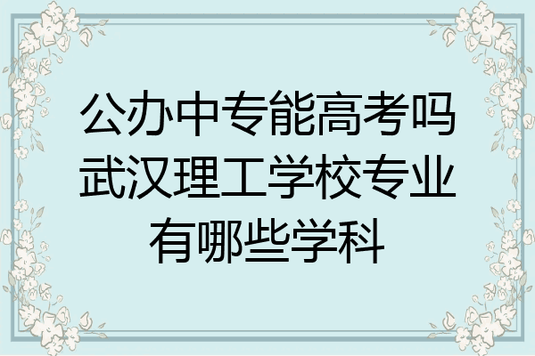 公办中专能高考吗武汉理工学校专业有哪些学科