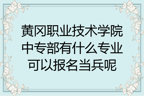 黄冈职业技术学院中专部有什么专业可以报名当兵呢