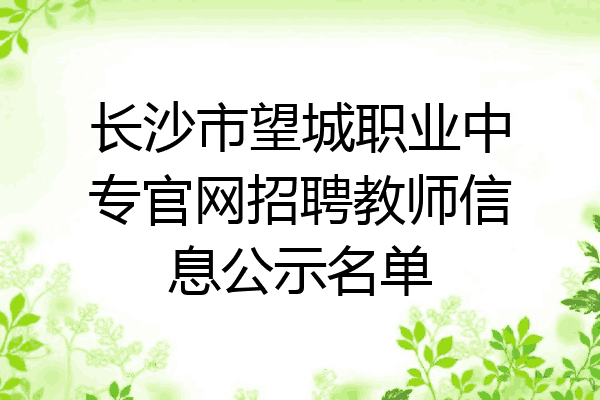 长沙市望城职业中专官网招聘教师信息公示名单