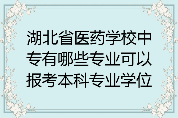 湖北省医药学校中专有哪些专业可以报考本科专业学位