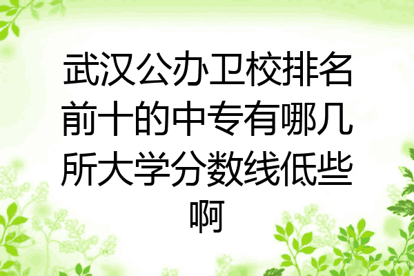 武汉公办卫校排名前十的中专有哪几所大学分数线低些啊