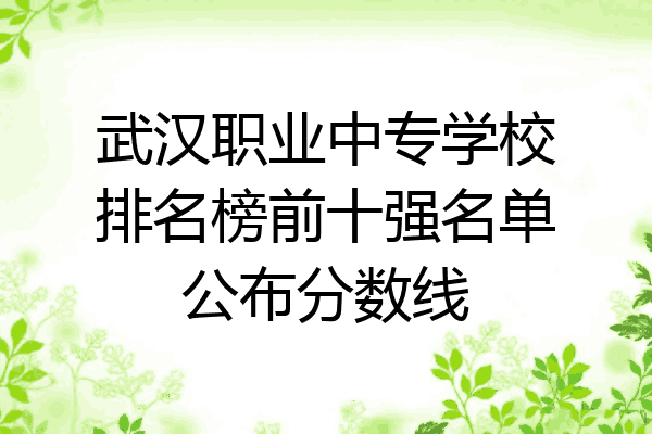 武汉职业中专学校排名榜前十强名单公布分数线