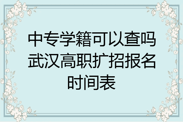 中专学籍可以查吗武汉高职扩招报名时间表