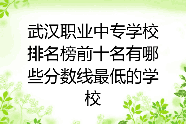 武汉职业中专学校排名榜前十名有哪些分数线最低的学校