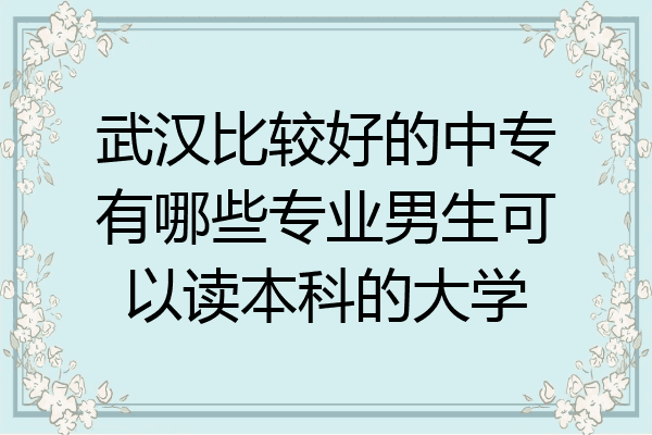 武汉比较好的中专有哪些专业男生可以读本科的大学